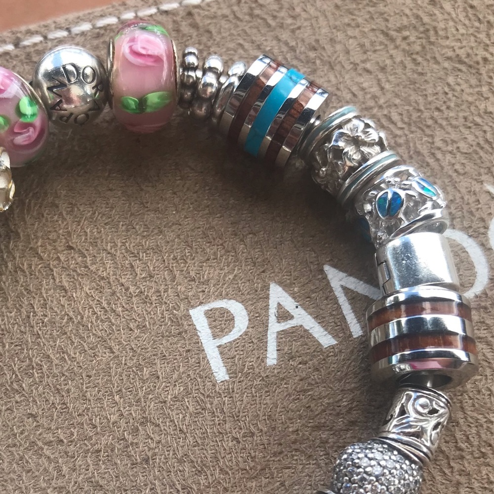 Barrel turquoise & Koa stripe Charm